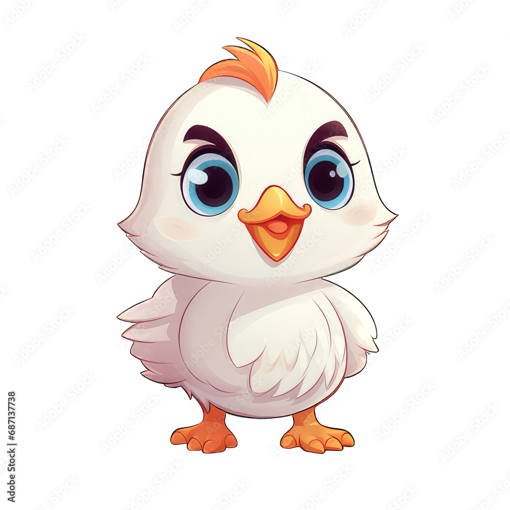 Fototapeta premium chicken with big eyes and a yellow hair in png