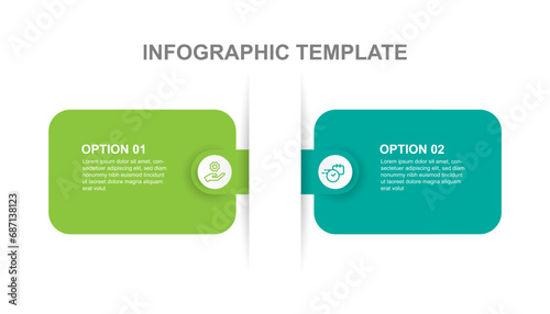 Design template infographic for presentation and information graphic with 2 step option or sections  photo
