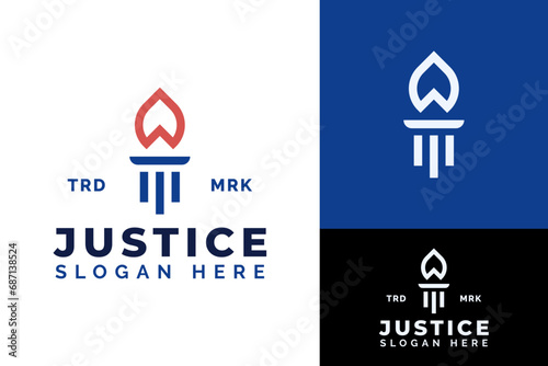 Simple Torch Pillar Law Justice Attorney Firm Logo Design Branding Template