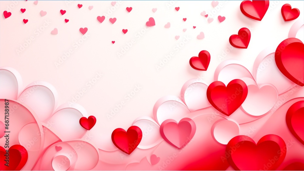 Valentine banner concept in pink and red hearts with copy space