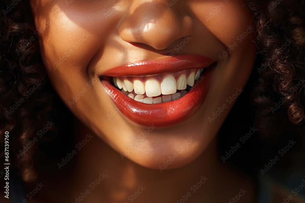 Macro close up of african female mouth.Open mouth showing perfect white teeth. Macro close up of african female mouth.Open mouth showing perfect white teeth.