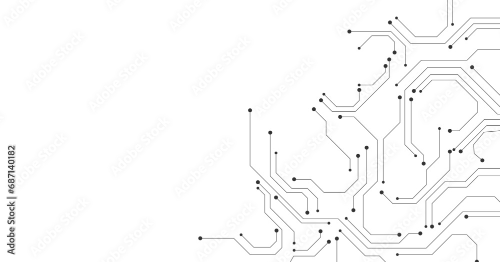 Abstract technology circuit diagram on white background.High tech circuit board connection system.Vector abstract technology on white background.	 - obrazy, fototapety, plakaty 