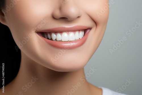 Beautiful woman's smile with perfectly white teeth. Dentistry concept.