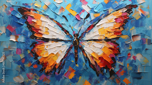 Butterfly work with the texture of oil painting