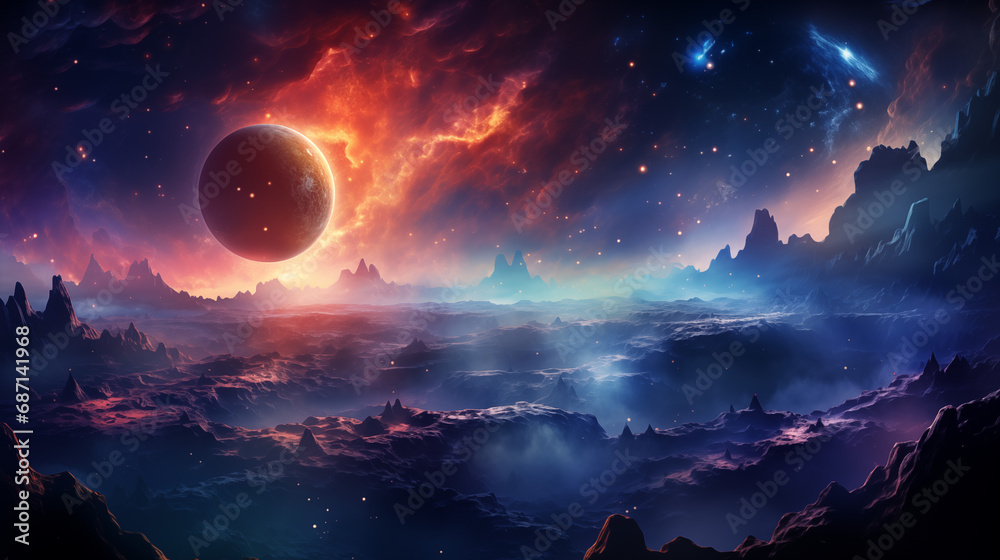 Mystical Nebulae and Planetary Horizons Space Art