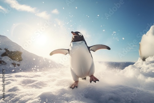 penguin on ice