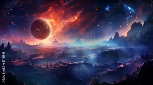 Mystical Nebulae and Planetary Horizons Space Art