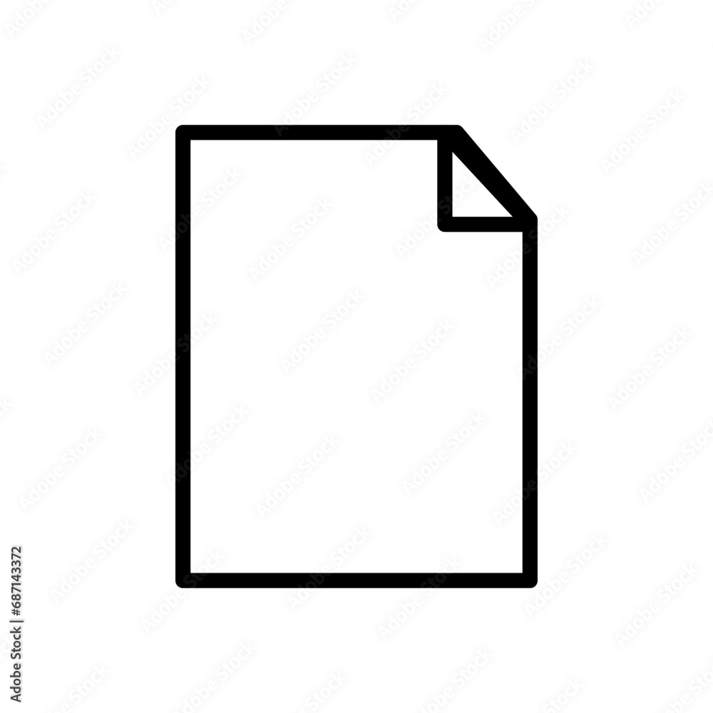 Vector icon document file and page symbol. Paper sign for business office design element. Computer blank data line. Outline shape form and message pictogram