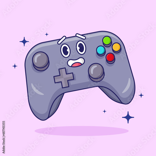 Game Controler Cute Vector Icon Illustration. Flat Cartoon Style Suitable for Web Landing Page, Banner, Flyer, Sticker, Card, Background