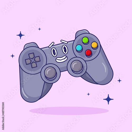 Game Controler Cute Vector Icon Illustration. Flat Cartoon Style Suitable for Web Landing Page, Banner, Flyer, Sticker, Card, Background