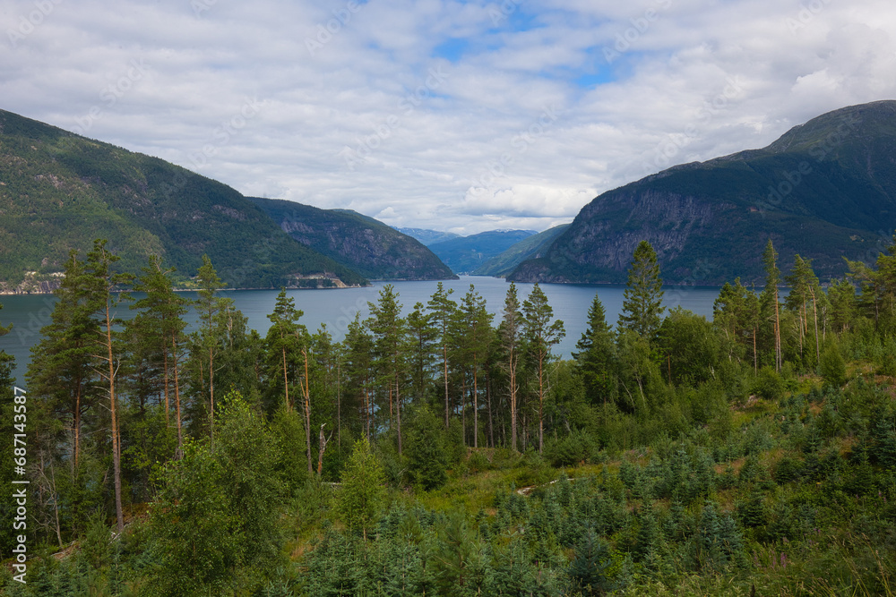 Landscape at the Hardangerfjord near Utne in Norway.