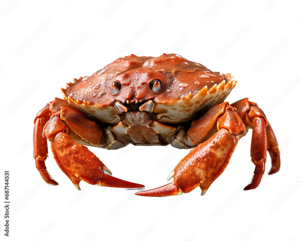Crab on a light transparent background. PNG file. Generative artificial intelligence Crab on a light transparent background. PNG file. Generative artificial intelligence