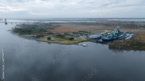 Aerial view of the Cape Fear River in Wilmington North Carolina.  © Red Lemon