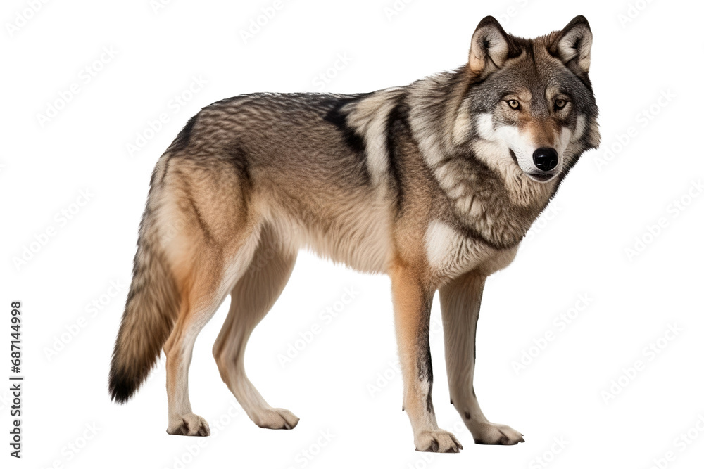 Full body shot of a wolf -  Isolated, no background