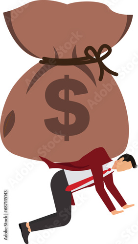 Businessman Crisis, Businessman under the money bag
