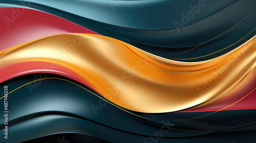 Abstract Waves of Gold and Red.