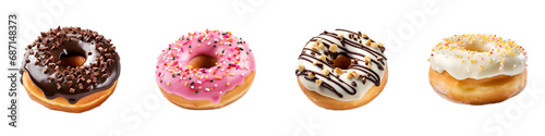 Assorted Donuts with Various Toppings on Transparent Background photo