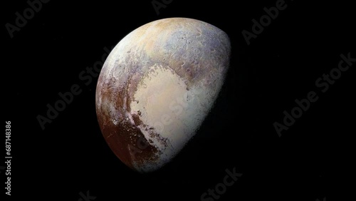 Pluto orbiting in outer space. photo