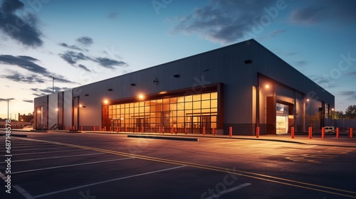 Modern logistics warehouse illuminated © Wolfilser