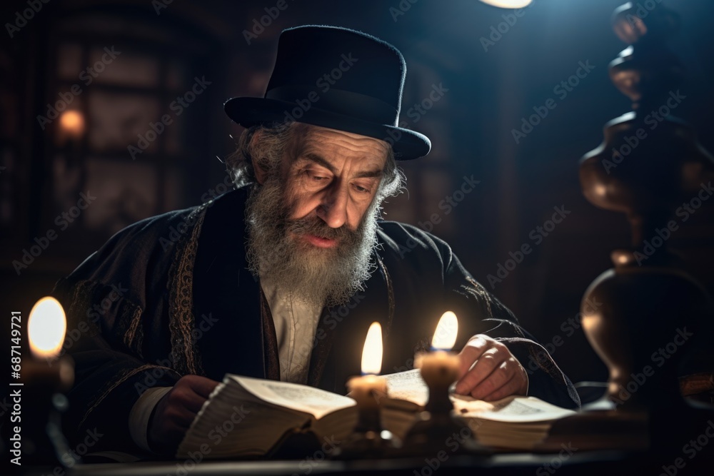 A man in a top hat is engrossed in a book. This image can be used to depict a sophisticated individual enjoying a quiet moment of reading A man in a top hat is engrossed in a book. This image can be used to depict a sophisticated individual enjoying a quiet moment of reading