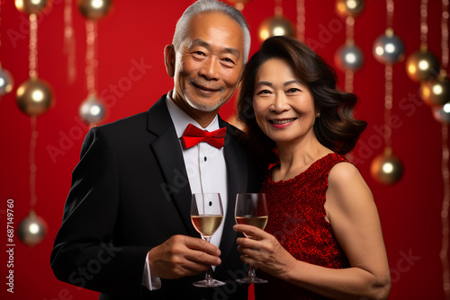 Festive dressed couple celebrating new year christmas party elegant Generative AI portrait