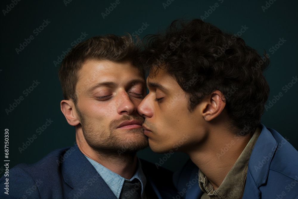 Generative ai portrait of enamored people with passionate kissing Generative ai portrait of enamored people with passionate kissing