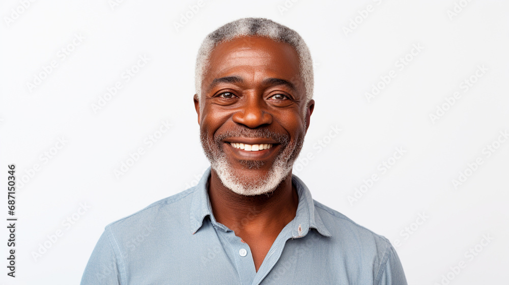 Smiling old black man portrait on isolated background - ai generative Smiling old black man portrait on isolated background - ai generative