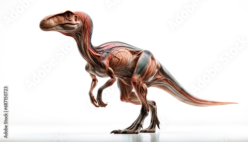 illustration of dinosaur velociraptor mongoliensis figure anatomical. Approximative anatomical illustrate of velociraptor Isolated in white background. Generative AI