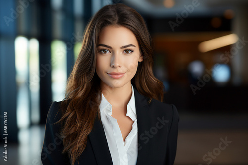 Generative AI picture portrait of attractive office worker young woman