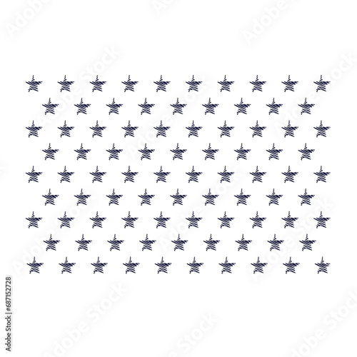 Embroidered stars on white background