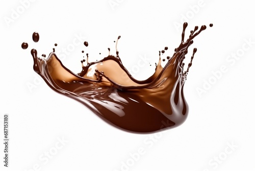 chocolate or cocoa splash isolated on white background. generative ai