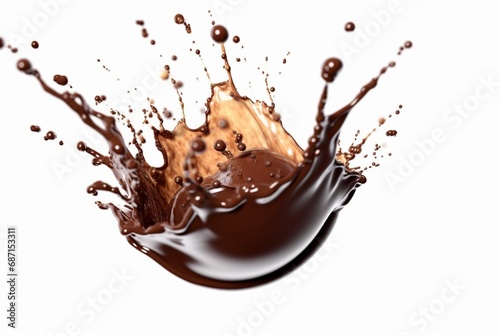 chocolate or cocoa splash isolated on white background. generative ai