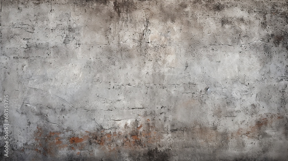 close up horizontal view of a ruined concrete wall background AI generated