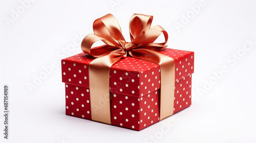 Elegant Red Gift Box Present with Golden Ribbon