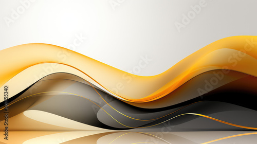 Sleek yellow and black smokey waves in a luxurious abstract design.