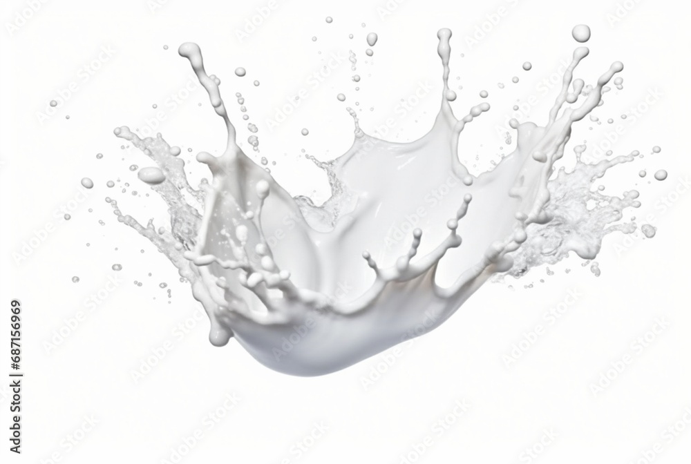white milky water splash isolated on white background. generative ai white milky water splash isolated on white background. generative ai