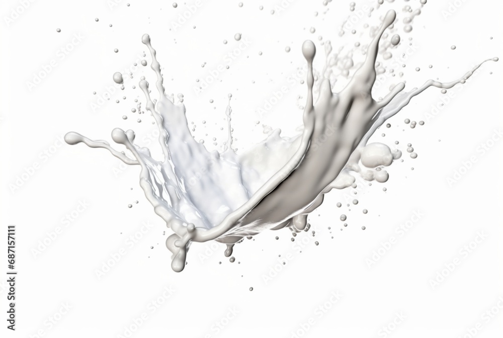 Obraz premium white milky water splash isolated on white background. generative ai