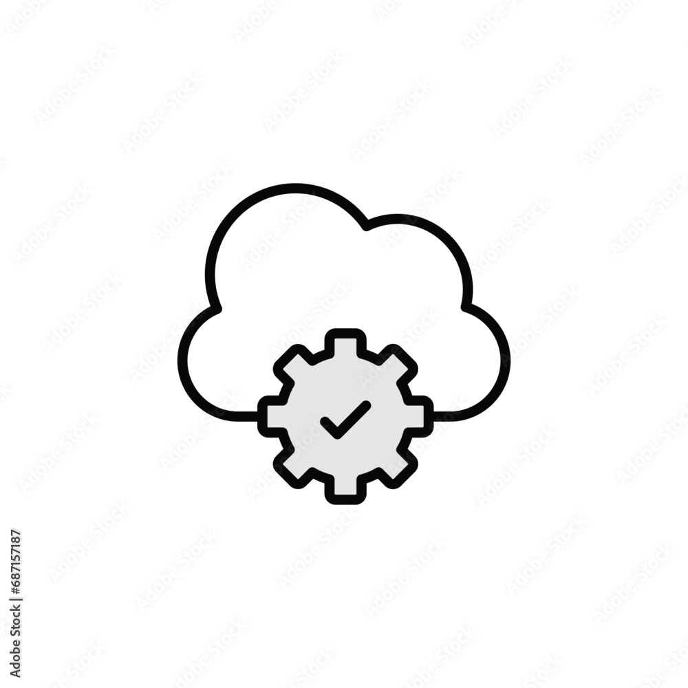 Cloud Settings icon design with white background stock illustration Cloud Settings icon design with white background stock illustration