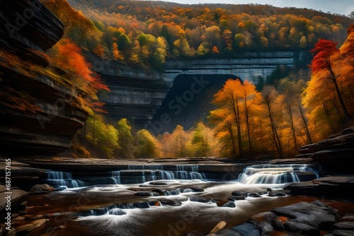 new river gorge  west  virgnia USA autumn morning landscape at the endless wall--
