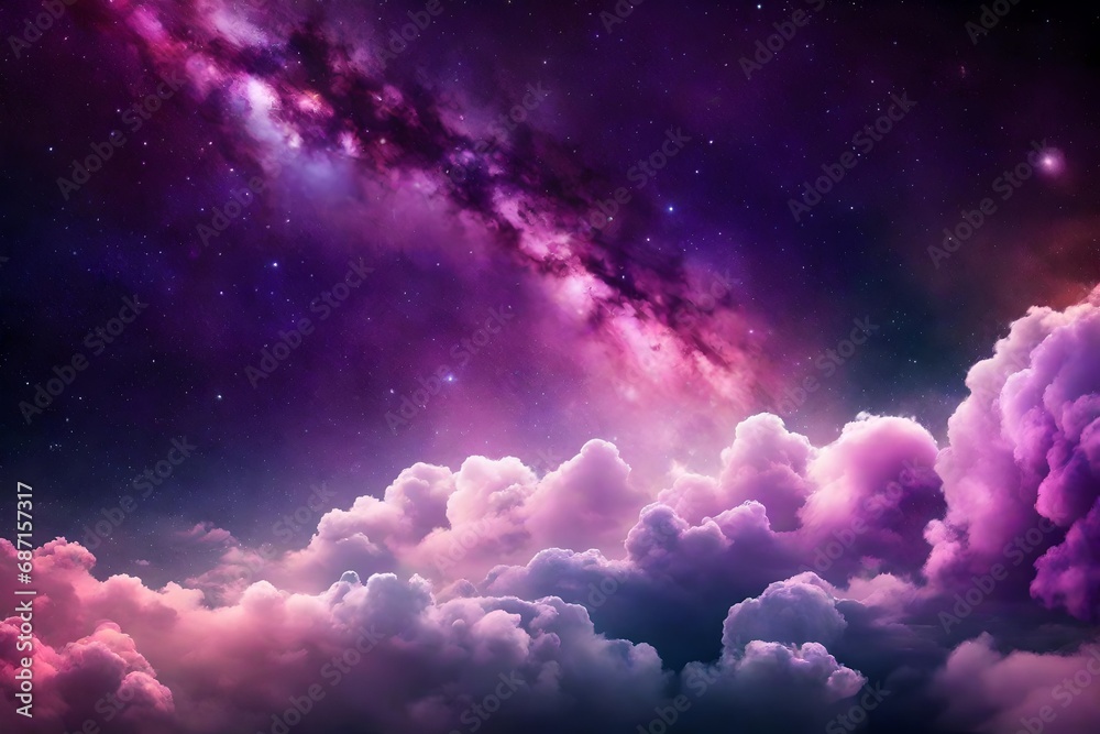 abstract starlight and pink and purpel clouds stardust, blink, background, presentation, star, concept, magazine, powerpoint, website, marketing,--
