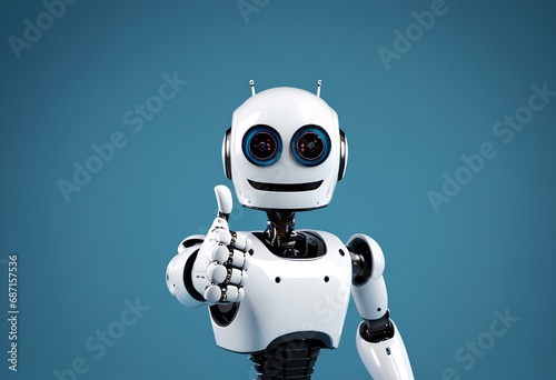 a robot gives a thumbs up. Image created using AI generative tools