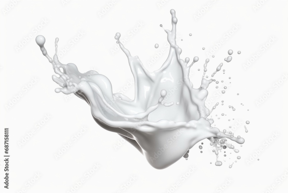 white milky water splash isolated on white background. generative ai white milky water splash isolated on white background. generative ai