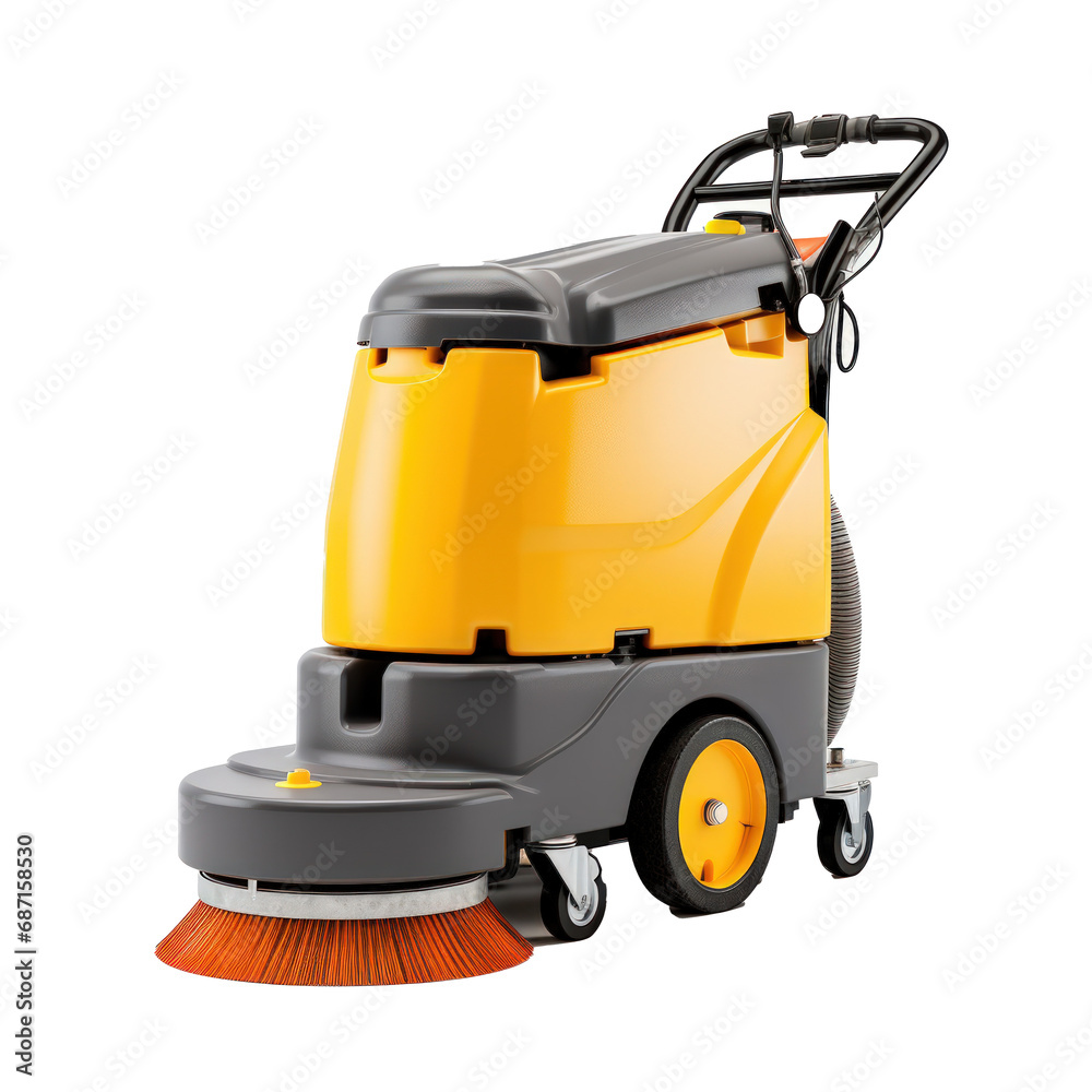 Fototapeta premium Professional floor cleaner, innovative cleaning machinery, transparent background. 