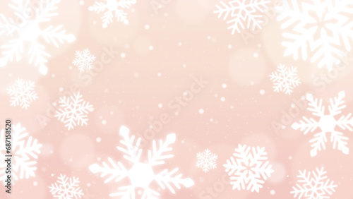 ピントのボケた雪の結晶背景／クリスマス／ベクター素材