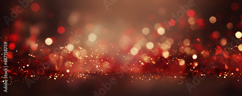 Hintergrund mit abstrakten Glitter Lichter, Funkeln, Sterne in rot, gold und schwarz als bokeh Banner photo