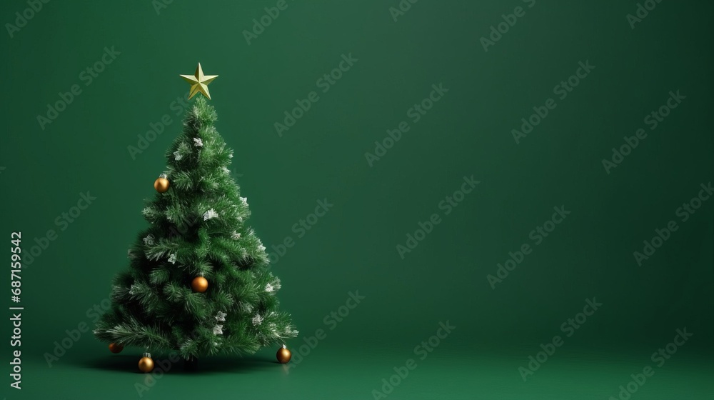 Creative geometric paper plaster Christmas tree with golden balls, gifts. Stylish Christmas banner for advertising Christmas sales Creative geometric paper plaster Christmas tree with golden balls, gifts. Stylish Christmas banner for advertising Christmas sales