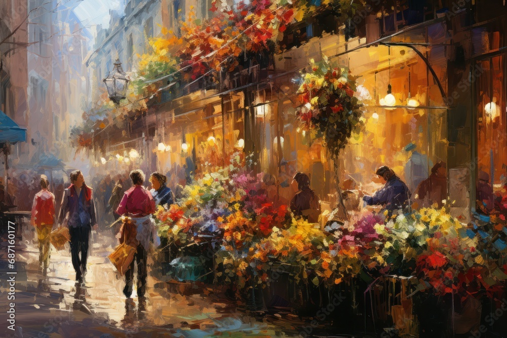 Fototapeta premium Christmas Market Vendors - Generative AI