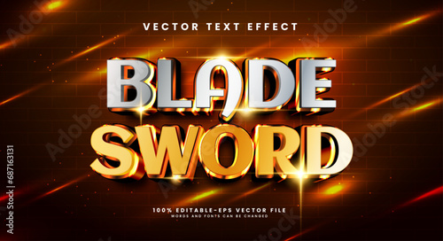 Blade golden sword editable text style effect. Vector text effect with a luxurious and elegant theme.