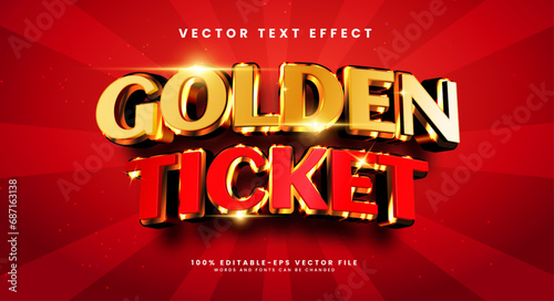 Golden ticket editable text style effect. Vector text effect with a luxurious and elegant theme.