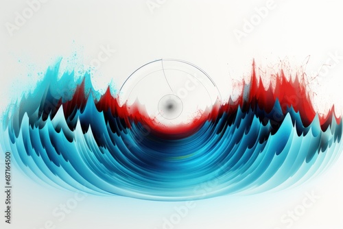Earthquake Wave low richter scale with Circle Vibration on White paper background photo